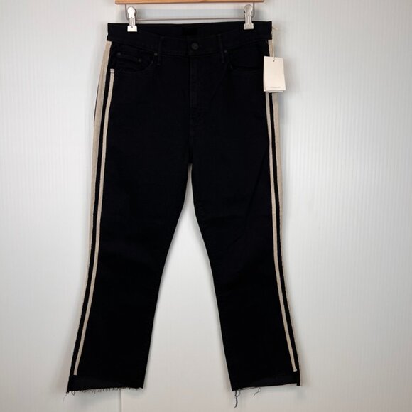 Mother Jean Women 32 Insider Crop Step Fray 31x25 Stripe Distress Denim USA Core - Picture 1 of 16